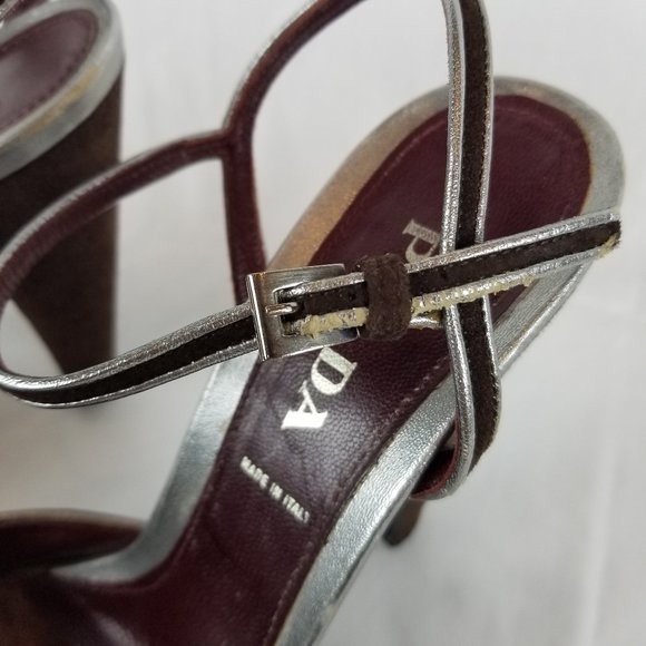 PRADA Suede Peep-Toe Pumps - Picture 3 of 7